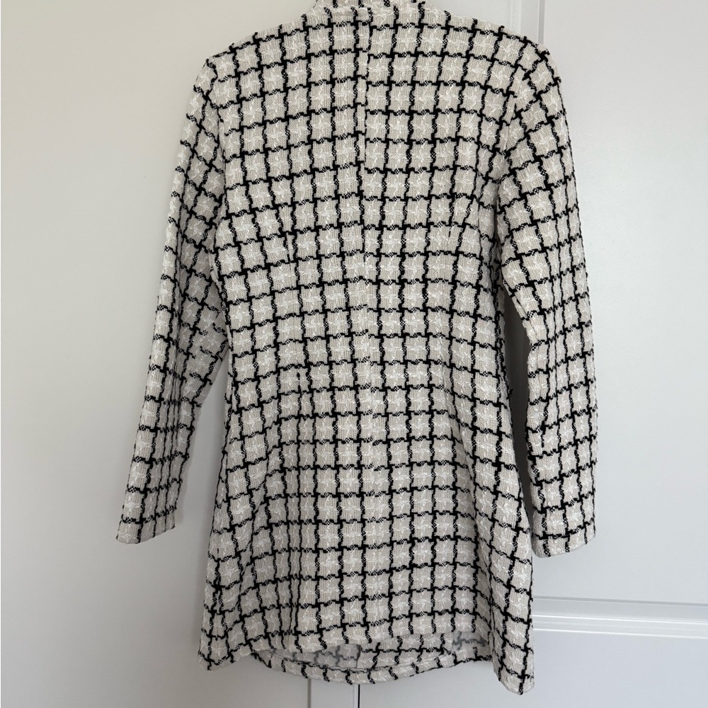 SHEIN Black and White Checkered Coat